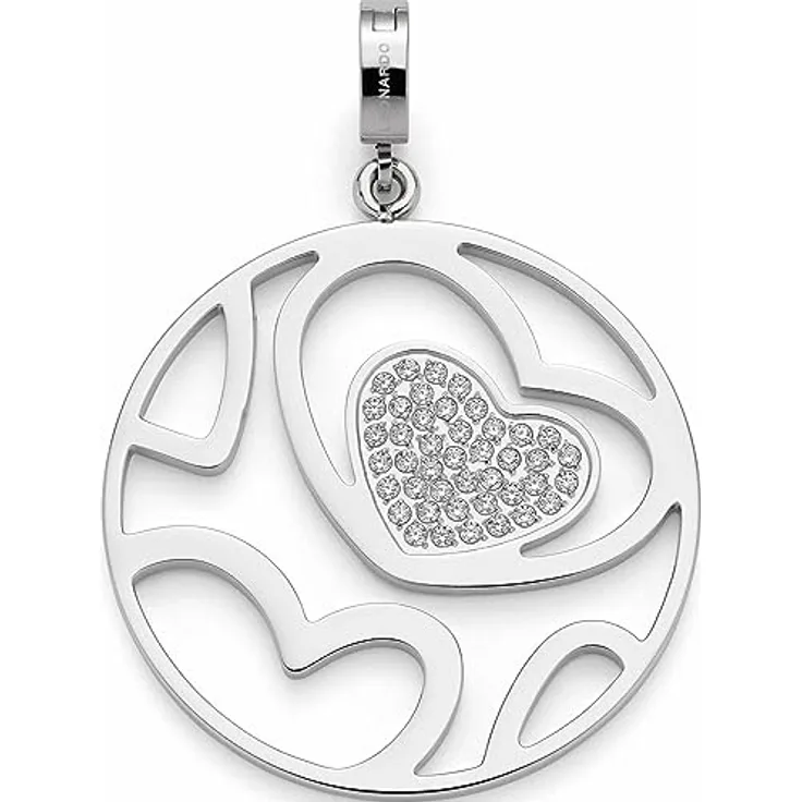JEWELS BY LEONARDO Anhänger Clip & Mix Meyla, silberfarbener Edelstahl Charm mit Herzen und klaren Zirkonia-Steinchen, Clip M (4,8 mm Ø), Geschenkidee für Frauen