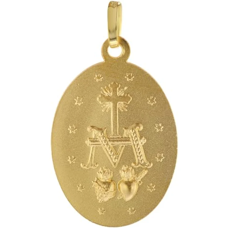 trendor Milagrosa Anhänger Gold 750 (18 Karat) 20 mm, Echtgold Anhänger mit Abbild der Heiligen Maria, beidseitige Prägung, für Damen und Herren, Geschenkverpackung inklusive – Bild 2