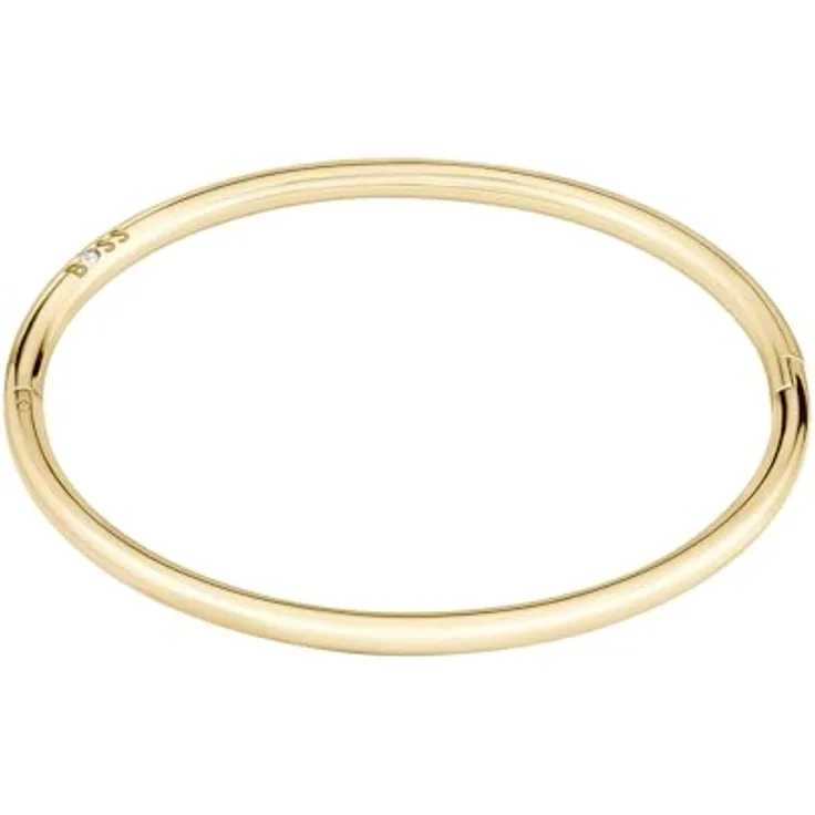 BOSS Jewelry LIVE Bangle Armreif für Damen, Gelbgold-Ionenplattierung, 59x68mm, nahtloser Klappverschluss