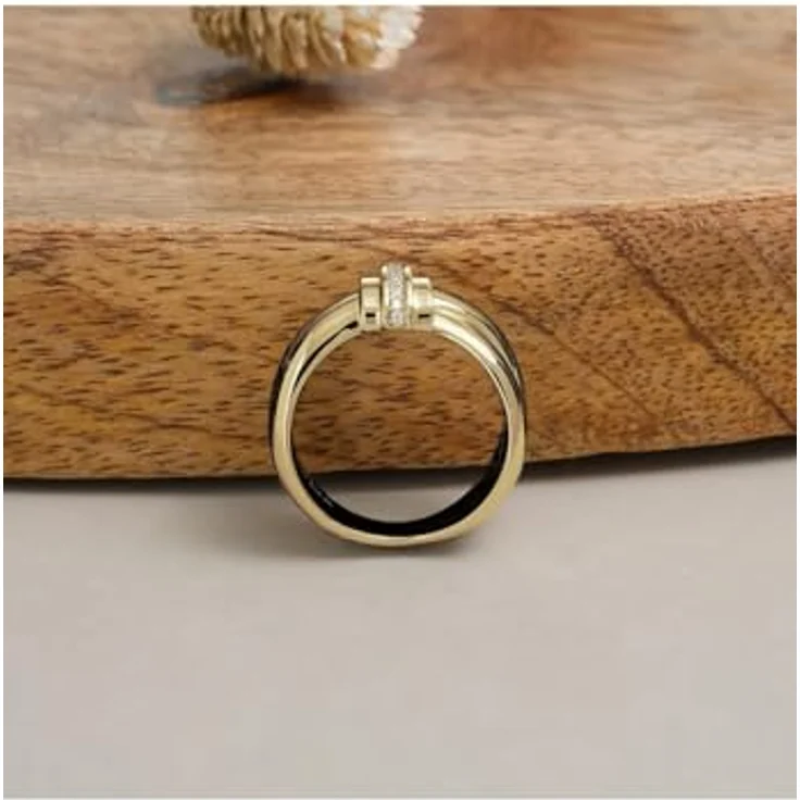 JETTE Damenring 925er Silber mit 13 Zirkonia, Gelbgold, Größe 53, Modell 32025585 – Bild 2