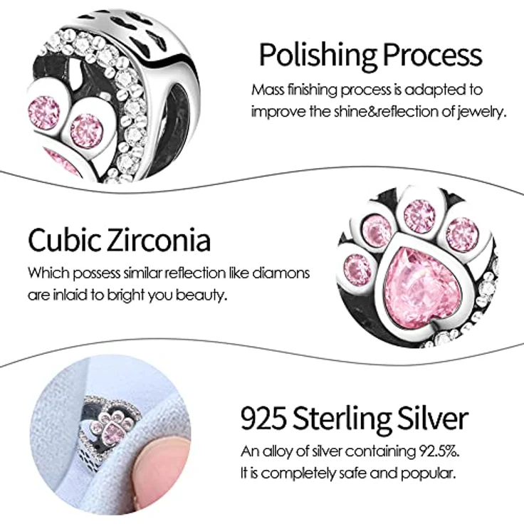 Pandach Damen Charm Anhänger, 925 Sterling Silber Charms Beads, kompatibel mit europäischen Armbändern und Halsketten, geeignet für Frauen und Mädchen – Bild 5