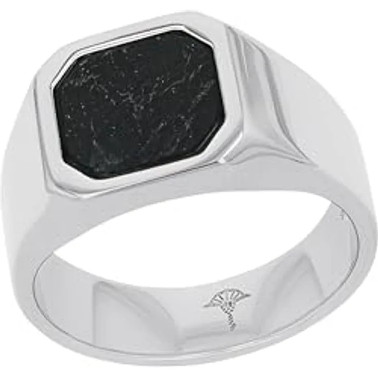 JOOP! Herren Ring Edelstahl mit 12 mm breitem Ringkopf, schwarzem Linienstein, in Schmuck Geschenk Box