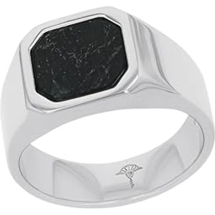 JOOP! Herren Siegelring aus Edelstahl, mit schwarzem Linienstein, 12 mm, in Schmuck Geschenk Box – Bild 1