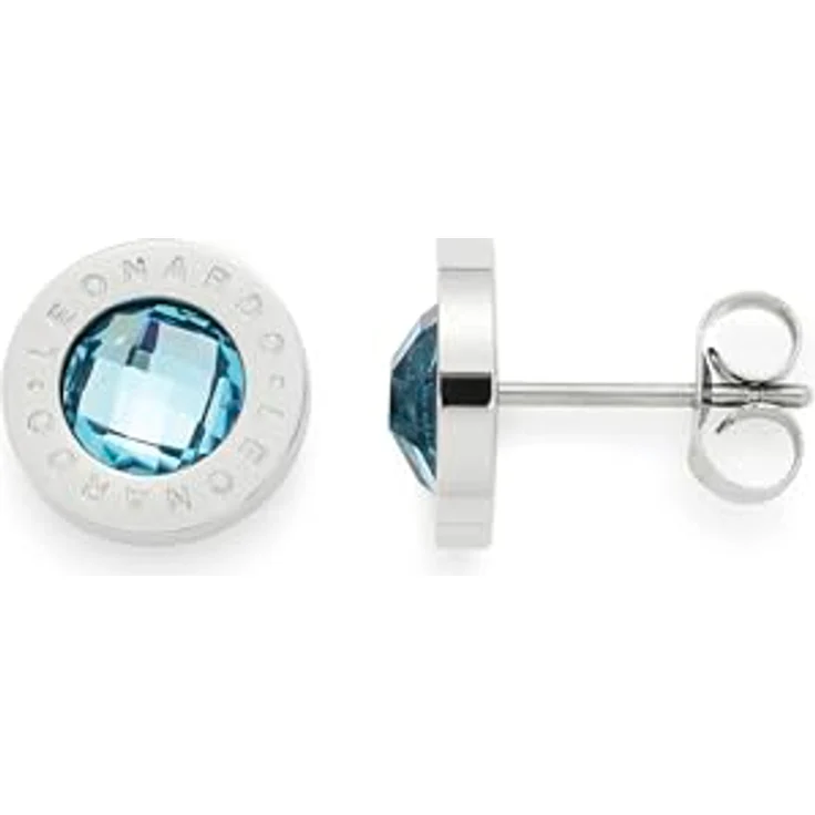 JEWELS BY LEONARDO Damen Ohrstecker hellblau, Edelstahl mit facettiertem Farbglasstein, Samtbeutel inklusive – Bild 1