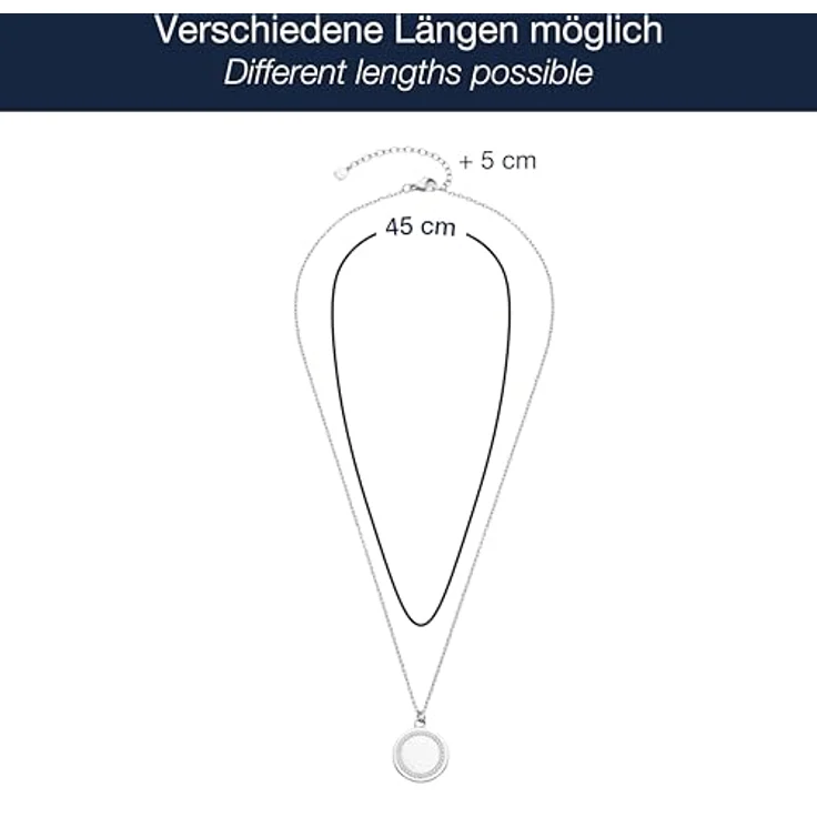 JEWELS BY LEONARDO Halskette Ferrara, silberfarbener Edelstahl mit runder Anhänger und Zirkoniasteinen, 45-50 cm, Schmuck Geschenk für Frauen – Bild 2