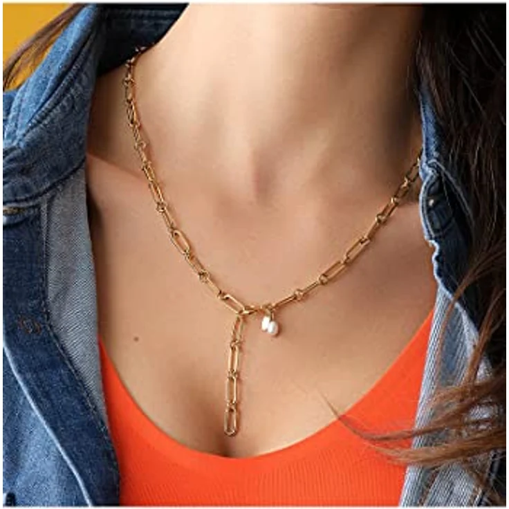 FAVS Damen-Halskette aus Edelstahl, Gelbgold, One Size, zeitloses Design – Bild 4