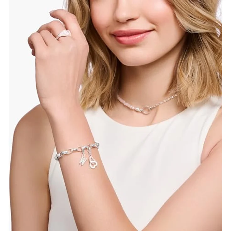 THOMAS SABO Charm-Anhänger Buchstabe W, 925er Sterlingsilber mit weißen Steinen, für Charm Armbänder und Ketten – Bild 2