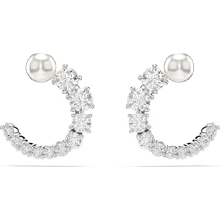 Swarovski Creolen Matrix 5692260, Metall-Creolen mit strahlendem weißen Kristall-Besatz