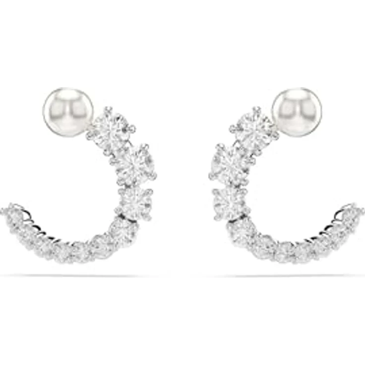 Swarovski Creolen Matrix 5692260, Metall-Creolen mit strahlendem weißen Kristall-Besatz – Bild 1