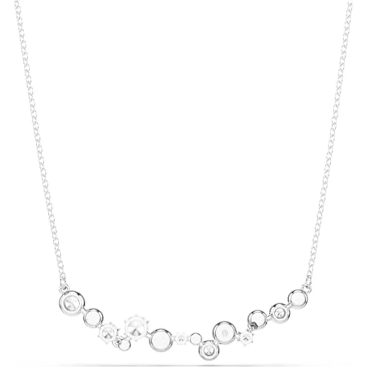 Swarovski Constella Halskette, Rhodinierte Damenhalskette mit klaren Kristallen in Krappen- und Kesselfassungen, 38-48 cm – Bild 5