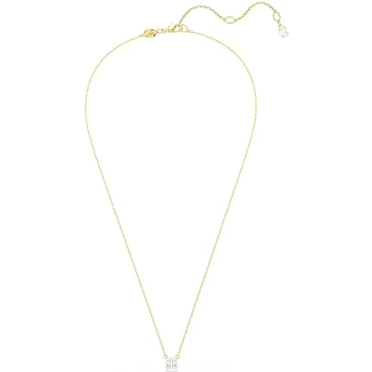 Swarovski Stilla Halskette, Weiße, Vergoldete Damenhalskette mit Quadrat-Cut Swarovski Zirconia und Karabinerverschluss – Bild 2