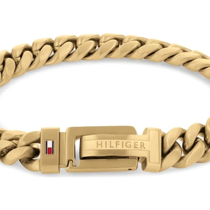 Tommy Hilfiger Jewelry Herren Gliederarmband aus Edelstahl mit Gelbgold IP-Beschichtung, 19 cm, mit Flaggenlogo – Bild 2