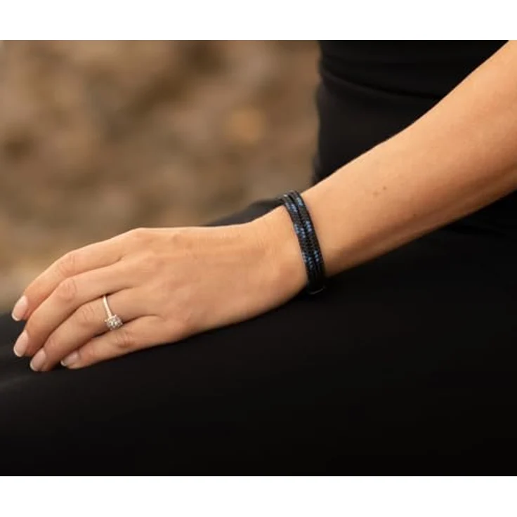 Galeara Noa Segeltau Armband, geflochtenes Nautisches Design mit Magnetverschluss, schwarz-blau, Größe 215 mm – Bild 5