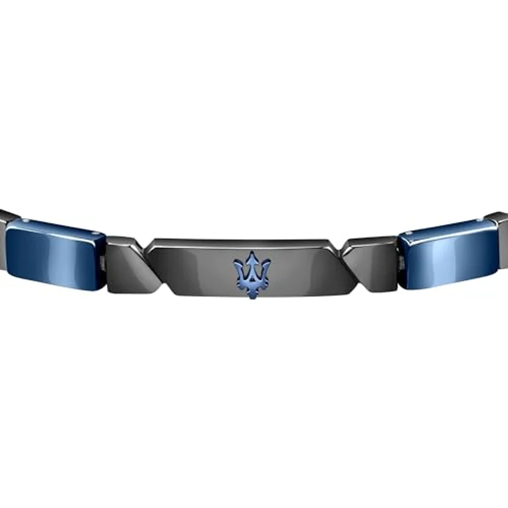 Maserati Herren Armband JEWELS Kollektion, Edelstahl und Keramik, grau und blau PVD, 22 cm, Clipverschluss, 2 Jahre Garantie – Bild 2