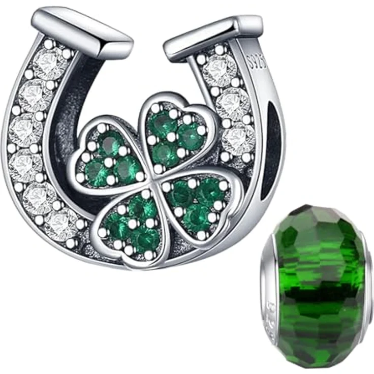 LNQOBU Silber 925 Charms Anhänger mit Spacer Beads, kompatibel mit Pandora Armbändern und Halsketten, inkl. Geschenktüte und Poliertuch – Bild 1