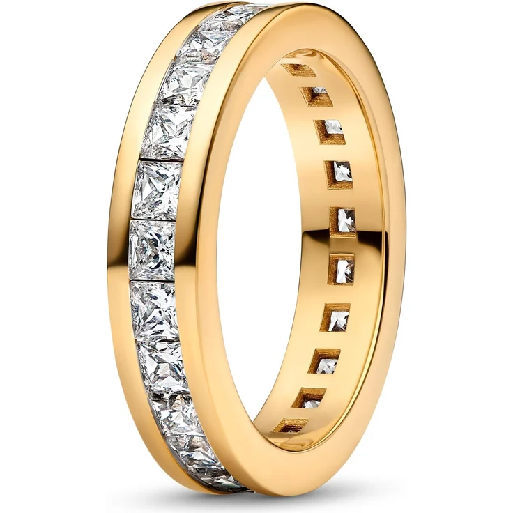 Pandora 163797C01, Damen-Ring Ewigkeit in Goldfarben, mit quadratischen Zirkonia, Breite 4,5 mm