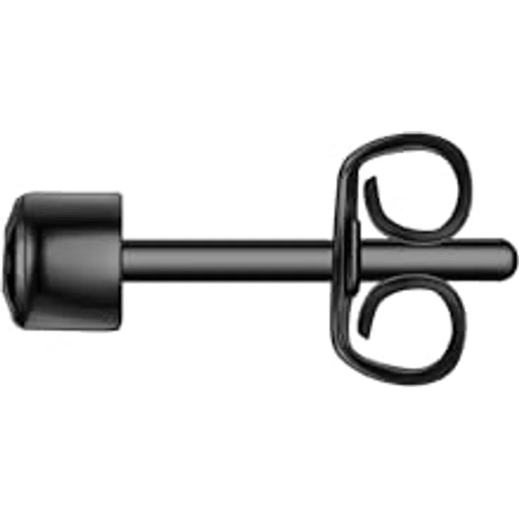True Rebels Herren Ohrstecker, Edelstahl schwarz mit schwarzem Zirkonia, 1 Stück – Bild 2