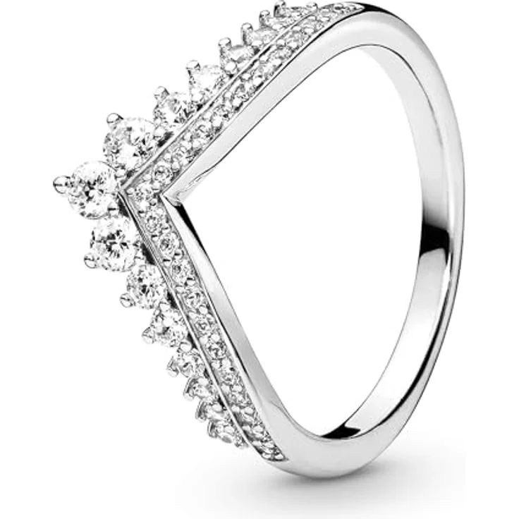 PANDORA Tiara Wishbone Silver Ring, Damenring mit Cubic Zirkonia, Größe 48 – Bild 1
