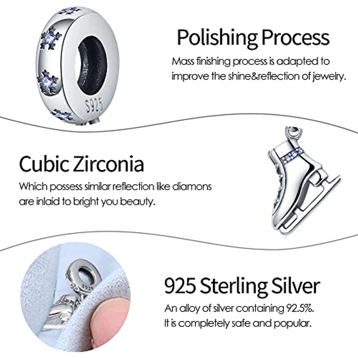 Pandach Damen Charm Anhänger 925 Sterling Silber mit Zirkonia, passend für europäische Armbänder und Halsketten – Bild 4