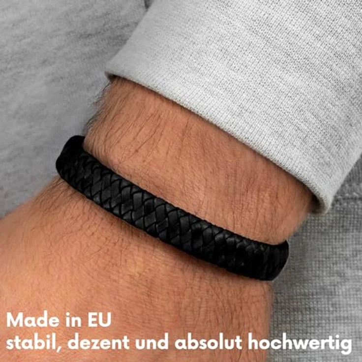 Simaru Narvik, Echtleder-Armband für Frauen & Männer mit Edelstahl-Magnetverschluss, 12mm breit, Premium-Qualität Made in Germany – Bild 4
