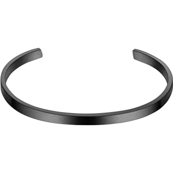 True Rebels Herren Armspange, schwarze Edelstahlarmband mit kratzfester Rhodinierung, mattierter Oberfläche, flexibel und verschlusslos