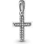 PANDORA Anhänger "Klassisches Kreuz" 397571CZ, Sterling-Silber mit Cubic Zirkonia und Herz-Verzierungen