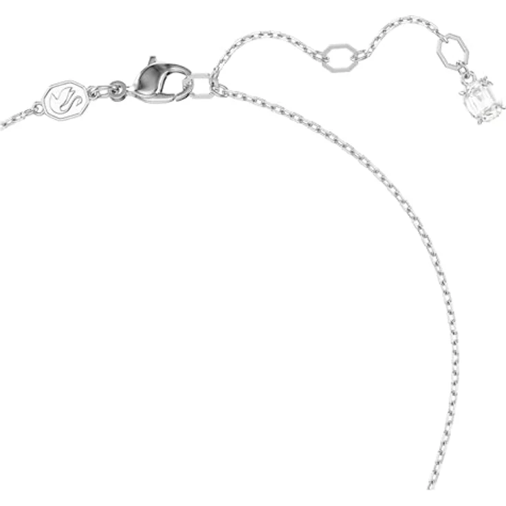 Swarovski Idyllia, Rhodinierte Damenhalskette mit Blaue Muschel-Anhänger und Strahlenden Swarovski Kristallen – Bild 3