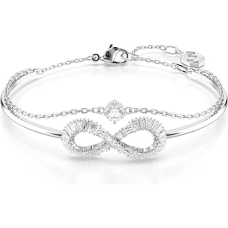 Swarovski Hyperbola Armreif, rhodinierter Damenarmreif mit Unendlichkeitssymbol und Swarovski Zirconia, klar – Bild 1
