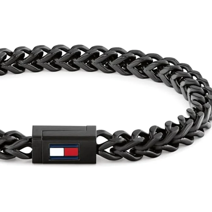 Tommy Hilfiger Jewelry Gliederarmband für Herren aus schwarzem Edelstahl, mit magnetischem Verschluss und ikonischer Flagge - 19 cm, 6 mm Kettenbreite – Bild 2