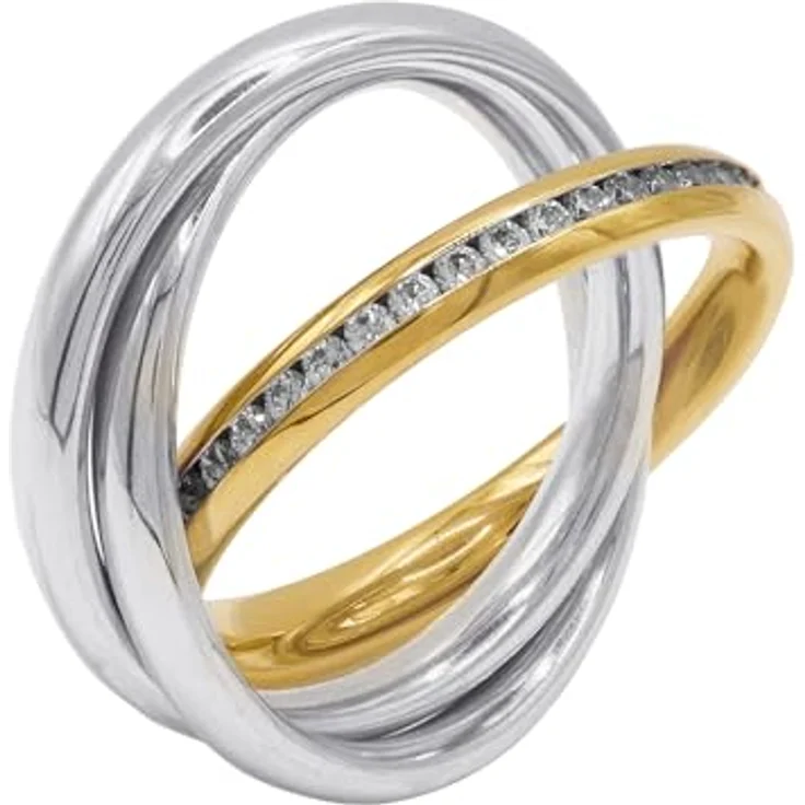 Heideman Trini Damenring, Gold farbend matt, Edelstahl Rollring mit Zirkonia, 3er Set – Bild 1
