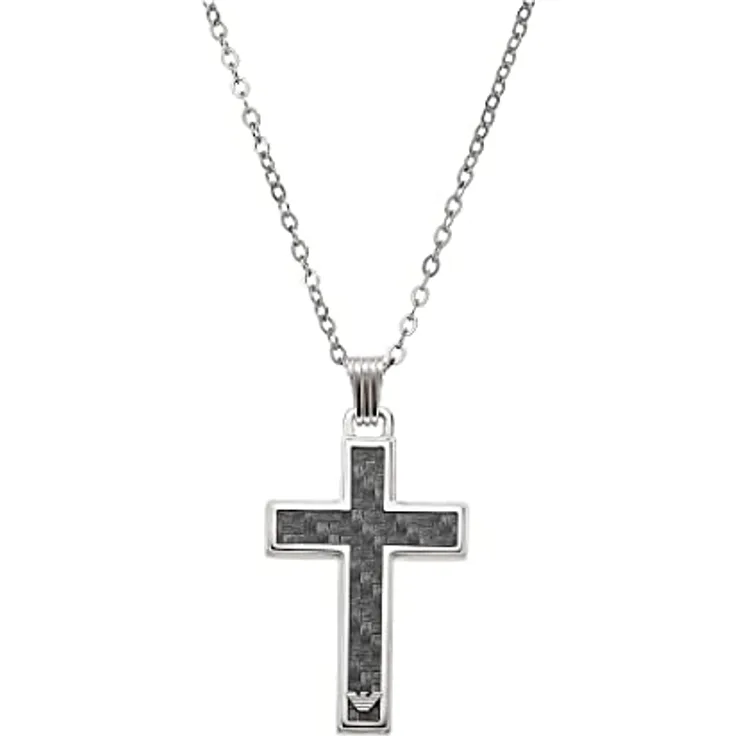 Emporio Armani Herren-Halskette, Silber Edelstahl, Länge 500mm + 50mm, Anhängergröße 25mm x 35mm x 3.5mm, Modell EGS1705040