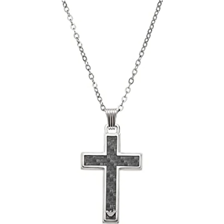 Emporio Armani Herren-Halskette, Silber Edelstahl, Länge 500mm + 50mm, Anhängergröße 25mm x 35mm x 3.5mm, Modell EGS1705040 – Bild 1