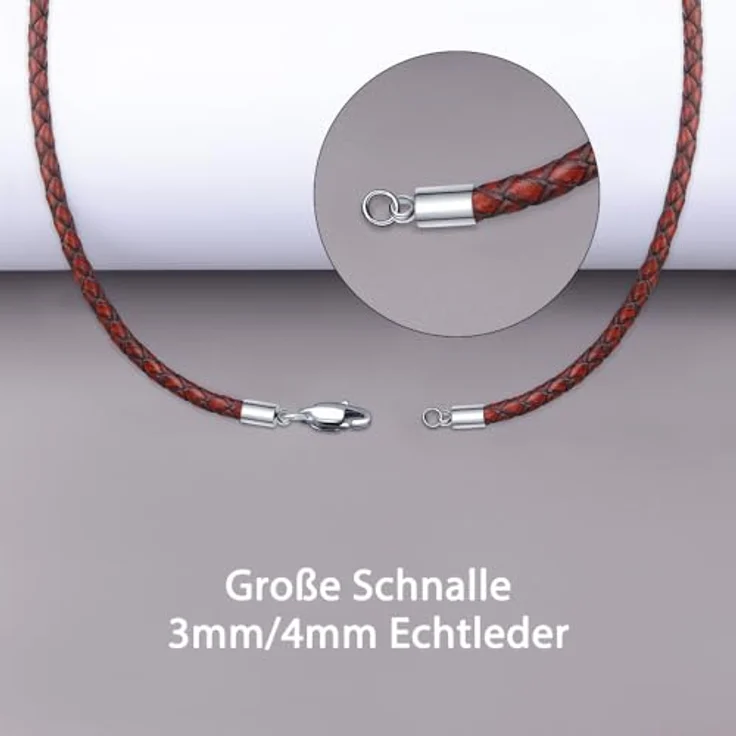 Viwind Geflochtene Lederkette aus Kunstleder mit Edelstahlverschluss, 3mm breit, 60cm, Retro Braun, Unisex-Halskette für Anhänger – Bild 2