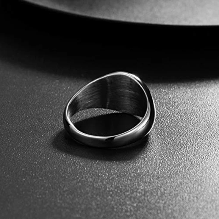 Joliernelle Siegelring Herren Damen, Silber Edelstahl Poliert, Rund Bandring Größe 57, Ringgesichtsdurchmesser 12mm, 90-Tage Garantie – Bild 4