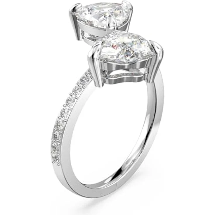 Swarovski Attract Soul Offener Ring, Herz, Weiß, Rhodiniert, romantisches Design mit funkelnden Herzelementen – Bild 2