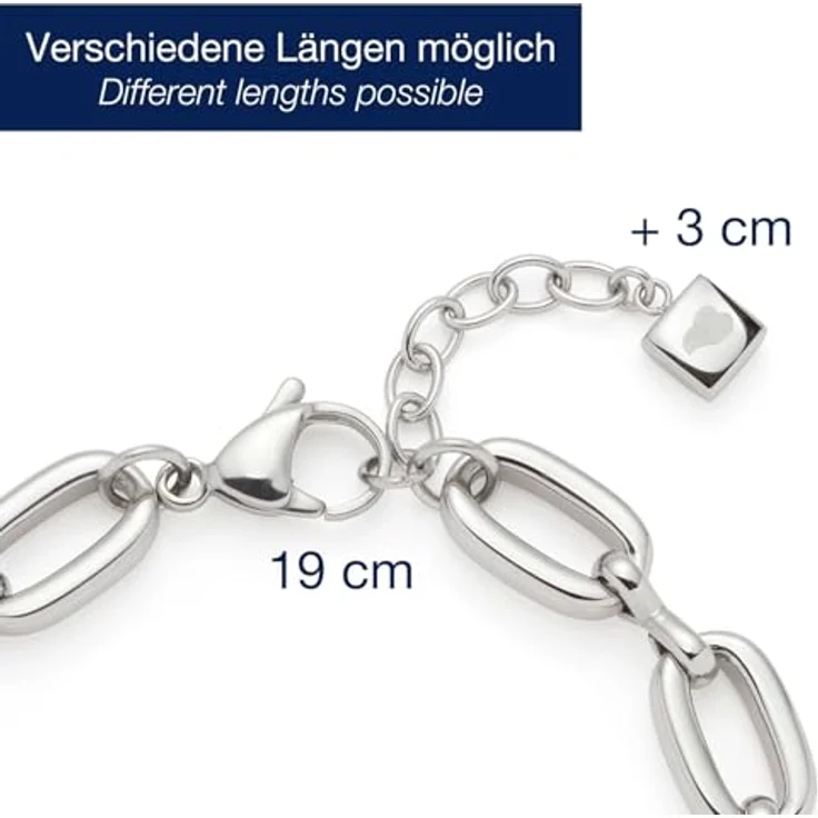 JEWELS BY LEONARDO Armband Narea, silberfarbenes Edelstahl-Armband mit Schiffsanker-Kettengliedern und Zirkonia Steinchen, 19-22 cm Länge, Damen-Schmuck – Bild 2
