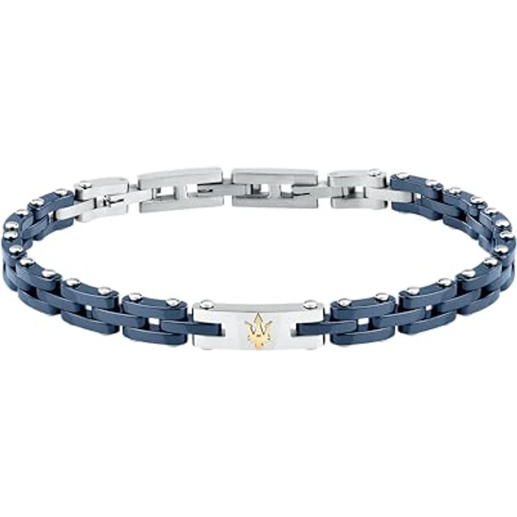 Maserati Herren-Armband Ceramic, Stahl und blaue Keramik, 18 + 3,5 cm, mit Klickverschluss, Geschenkidee für Herren – Bild 1