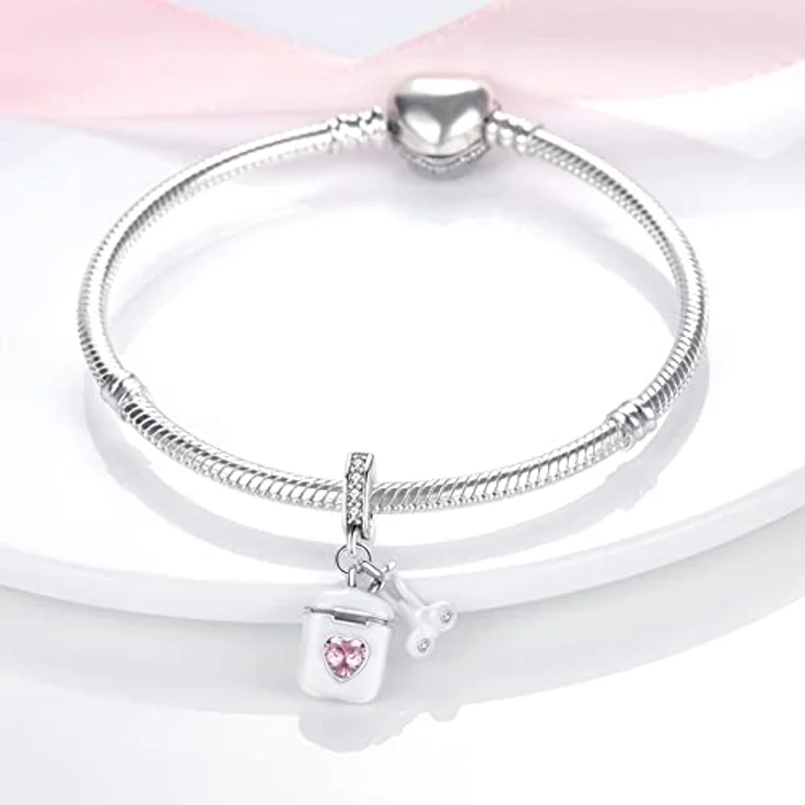 Pandach Damen Charm Anhänger, 925 Sterling Silber mit Zirkonia-Steinen, passend für Armband und Halskette, kompatibel mit europäischen Charms – Bild 2