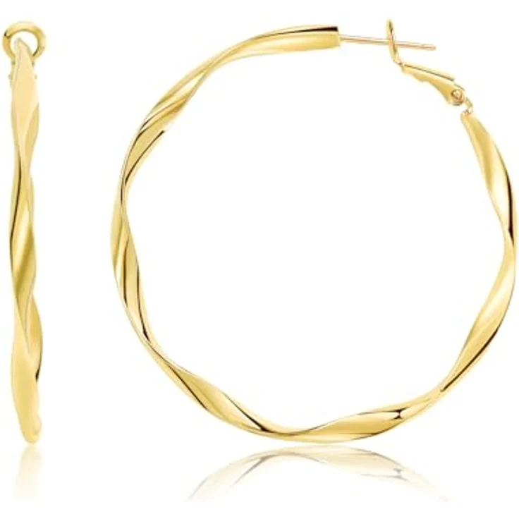 Surrounded Forest 18K Gold Creolen, leichte Loop-Ohrringe für Damen mit 50 mm Durchmesser, nickelfrei, Set aus 2 Stück – Bild 1