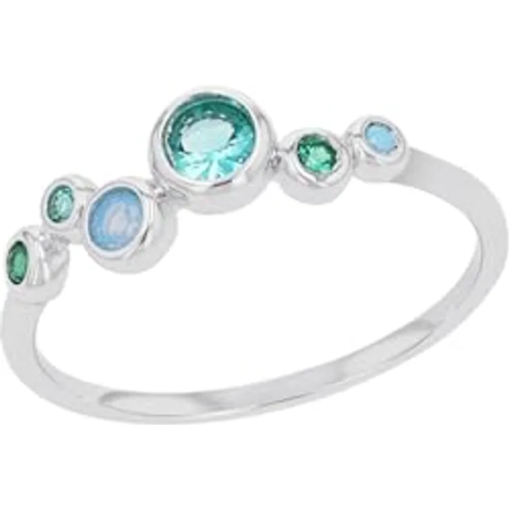 s.Oliver Ring 925 Sterling Silber Damenring mit synth. Zirkonia in Blau, 6 mm Breite, incl. Schmuck Geschenk Box, 2039706