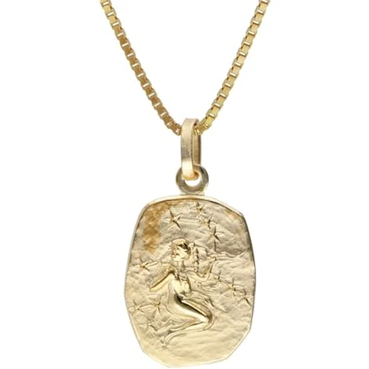 trendor Jungfrau Sternzeichen Anhänger Gold 333 mit vergoldeter Silberkette 40 cm, poliertes Motiv auf mattiertem Hintergrund – Bild 1