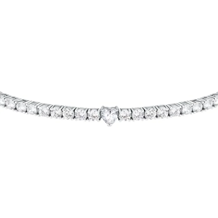 Morellato Armband Tesori SAIW166, verspieltes Tennisarmband aus recyceltem 925er Silber mit Zirkonia und herzförmigem Farbstein, verstellbar – Bild 2