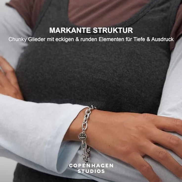 COPENHAGEN STUDIOS Basic Chunky Bracelet, silber, Armband aus poliertem Edelstahl, wasserfest & hautfreundlich, verstellbare Größe bis 21 cm – Bild 5
