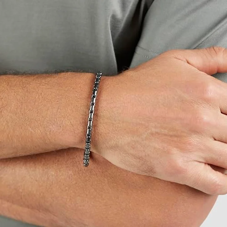 s.Oliver Herren Schmuck Set – Venezianerkette und mattiertes Edelstahl-Armband in Gun, klassisch und zeitlos, perfekte Geschenkidee – Bild 3