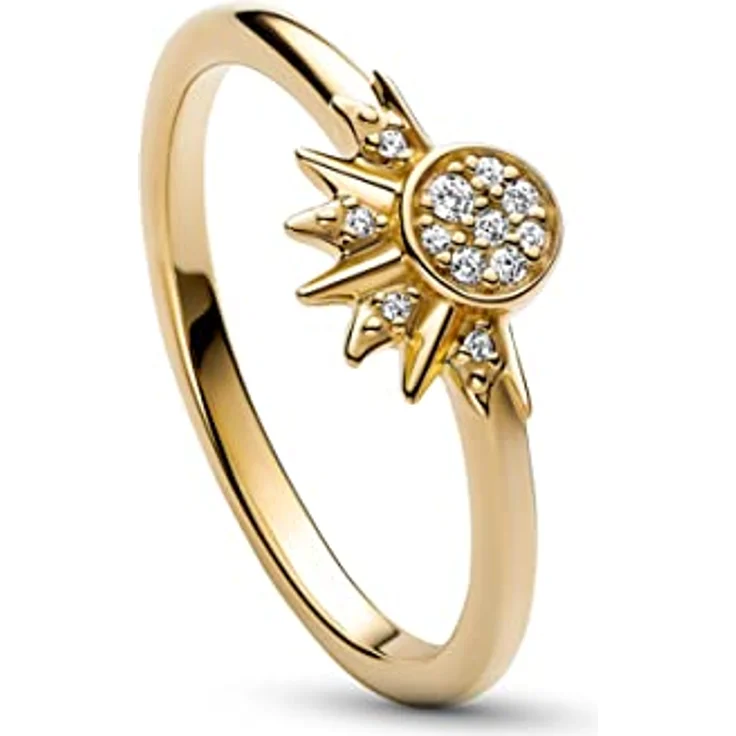 PANDORA Moments Himmlisch Funkelnder Sonnenring, 14 Karat vergoldet mit klaren Cubic Zirkonia, Größe 58, 162674C01-58 – Bild 3