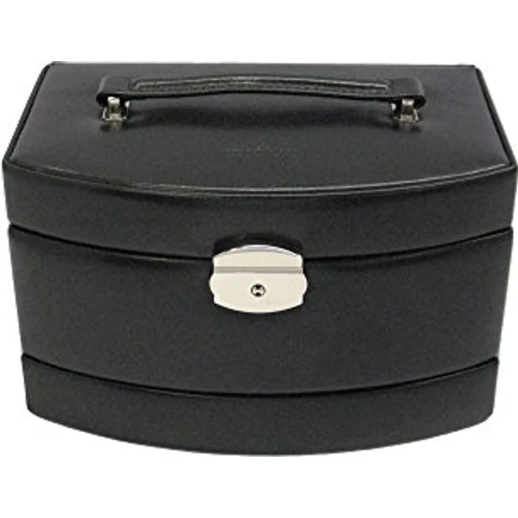 Windrose Automatik-Schmuckkoffer Merino Moda, Luxus-Jewelry-Koffer mit Reiseeinsatz, schwarz-legacy – Bild 1