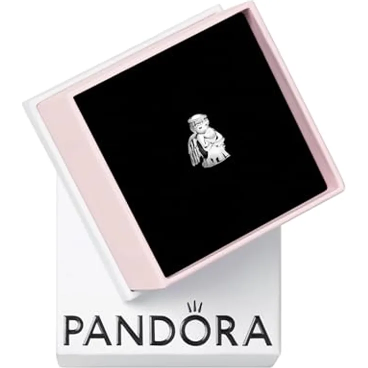 PANDORA Charm "Engel der Liebe" 798413C00, handveredelter Schutzengel aus Sterling-Silber mit detailreichen Engelsflügeln