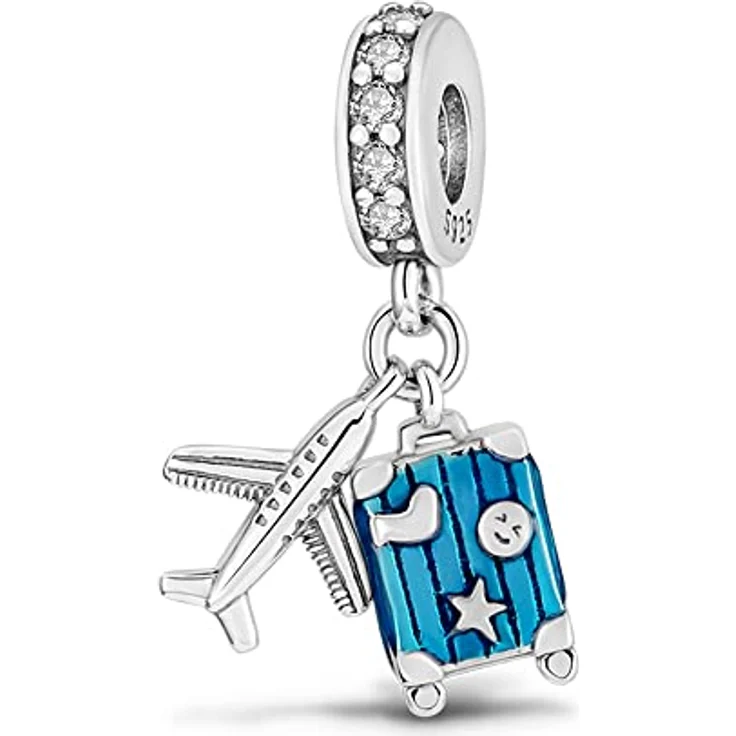 Pandach Damen Charm Anhänger 925 Sterling Silber mit Zirkonia, passend für Armband und Halskette, kompatibel mit europäischen Charms – Bild 1