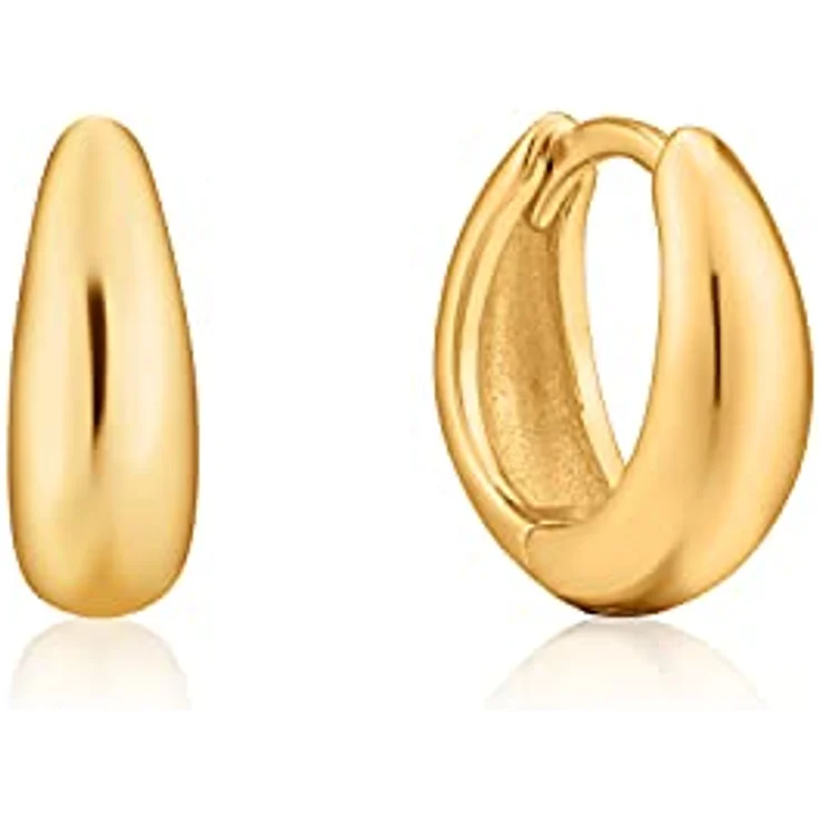 ANIA HAIE LUXE MINIMALISM Huggie Hoop Ohrstecker, 925 Sterling Silber 14k vergoldet, 11mm, inkl. Geschenkverpackung – Bild 1