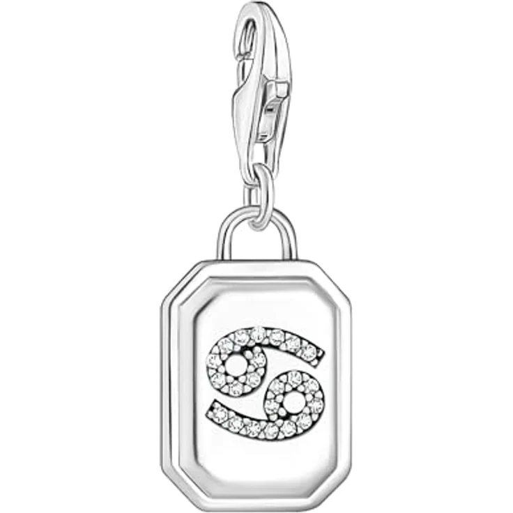 THOMAS SABO Charm-Anhänger Sternzeichen Krebs, 925er Sterlingsilber geschwärzt mit Steinen, Karabinerhaken – Bild 1